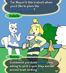 animal_crossing anthro breasts canine crossdressing female femboy furry girly hammy isabelle_(animal_crossing) male mammal marshal_(animal_crossing) nintendo video_games