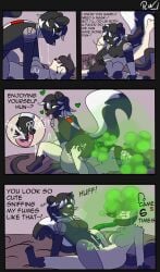 absurd_res anthro blush blush_lines bodily_fluids comic crying cum domestic_cat dominant dominant_female duo ejaculation enjoying_farts fart fart_cloud fart_fetish fart_mask fart_sniffing farting_during_sex farting_in_mouth farting_on_another farting_on_face felid feline felis female female/female fingering fingering_partner gas_mask genital_fluids hi_res mammal mask masturbation mephitid mocking multiple_orgasms orgasm rancidwyrm saliva saliva_string sex shaking sitting sitting_on_another skunk skunk_tail slit_fingering smelly sniffing spitting_drink spitting_in_mouth submissive submissive_female sweat sweatdrop tears teasing trembling tribadism vaginal_fluids vaginal_penetration vaginal_squirting