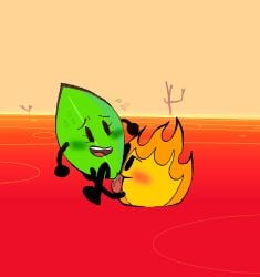 1boy 1boy1girl 1girls animate_inanimate battle_for_bfb battle_for_bfdi battle_for_dream_island bfb bfdi black_limbs blush blushing color colored cunnilingus eating_pussy fearlessoperat1 firey_(bfdi) hetero jacknjellify jnj lava leafy_(bfdi) licking_pussy m1nty male/female male_on_female nervous nervous_expression non-human object_show object_show_community object_shows oral osc pussy_eating pussy_licking straight sweat sweatdrop tagme twitter_link