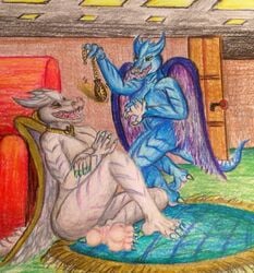 aeveirra barefoot dragon dragoness female hypnosis mind_control paws scalie sole submission traditional_art