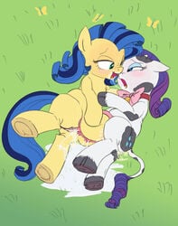 2015 animal animal_genitalia big_breasts big_crotchboobs blue_eyes blush bovine breasts cow cowbell crotchboobs cutie_mark duo equine eyeshadow fan_character female friendship_is_magic green_eyes hair hooves horn horse lactation long_hair makeup mammal milk milky_way_(mlp) milky_way_(oc) my_little_pony open_mouth pony purple_hair pussy raricow rarity_(mlp) siansaar smile tongue udders yuri