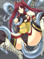 boots bottomless breasts cameltoe copyright_request red_hair sasana spread_legs tentacle tentacle_on_female thighhighs tied_hair torn_clothes twintails