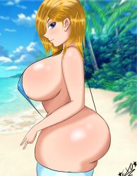 adventure_time adventure_time:_fionna_&_cake beach bikini blonde_hair earl_lemongrab fionna_and_cake lemoncarbs lemongrab_2 skimpy skimpy_bikini sole_female solo_female solo_focus