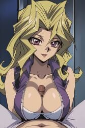 ai_generated aindroidparanoid big_breasts blonde_hair cleavage corset happy huge_breasts kujaku_mai mai_valentine paizuri penis penis_between_breasts purple_hair stable_diffusion tight_clothes titjob yu-gi-oh! yu-gi-oh!_duel_monsters