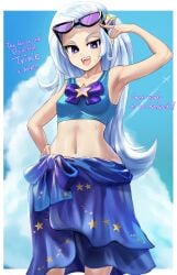 cigusa english_text equestria_girls my_little_pony sunglasses sunglasses_on_head swimsuit text trixie_(mlp) trixie_lulamoon_(eg) water