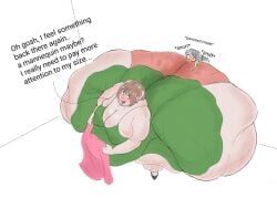 2girls cellulite fat_rolls female female_only gabbadraws hana_tanaka_(gabbadraws) huge_thighs massive_ass milf multiple_girls onomatopoeia sniffing sniffing_ass sweat sweaty talking_to_self text thighs