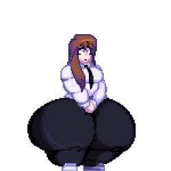 1girls animated bottom_heavy brown_hair huge_thighs mizuki_(gabbadraws) pixel_art testtheasshunter21 thighs transparent_background