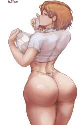 1girls ass ass_bigger_than_breasts ass_focus big_ass bottom_heavy breasts child_bearing_hips clothing duffmox female female_focus female_only female_solo huge_ass jujutsu_kaisen kugisaki_nobara light-skinned_female light_skin one_female only_female orange_hair panties pear-shaped_figure pear_shaped red_hair short_hair solo solo_female solo_only thick_thighs thunder_thighs wide_hips