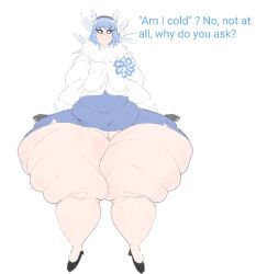 1girls belly bottom_heavy fat_rolls gabbadraws huge_thighs light_blue_hair sagging_breasts thighs