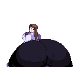 2girls ass bottom_heavy huge_ass hyper_ass massive_ass mizuki_(gabbadraws) multiple_girls pixel_art sitting_on_person testtheasshunter21 transparent_background