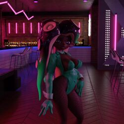 1girls 3d 3d_(artwork) big_breasts blender blender_(software) blender_cycles breasts bunnysuit cephalopod dark-skinned_female female female_focus female_only fishnets leotard long_hair looking_at_viewer marina_(splatoon) marina_(wo262) nightclub nintendo octoling octoling_girl solo splatoon tealgerudo tentacle_hair vest