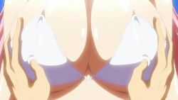 1boy 1girls aizawa_momoka animated big_breasts bikini bikini_top breasts busty duo female grabbing grabbing_breasts groping groping_breasts honoo_no_haramase_paidol_my_star_gakuen_z hoshizaki_hokuto huge_breasts large_breasts looping_animation male nipples no_sound screencap t-rex_(animation_studio) tagme video voluptuous white_bikini