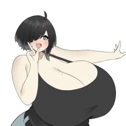 1girls 2d animated big_breasts black_hair bouncing_breasts chubby chubby_female cleavage clothed clothed_female cute dancing dinda female female female_only happy huge_boobs huge_breasts light-skinned_female light_skin looking_at_viewer mole_on_breast nikasubsia original original_character pointing_up short_hair smile solo solo_female sound tagme tank_top video