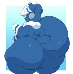 2_tails arizonathevixen big_ass big_butt blue_body green_eyes male male_only meowstic nintendo pokemon pokemon_(species) pokemon_xy solo thick_ass thick_thighs white_body white_fur