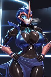 ai_generated arcee arcee_(prime) big_breasts boob_window breasts cleavage female legs_spread robot_girl roger1011 transformers transformers_prime