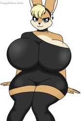 2024 big_ass big_breasts blue_eyes breast_bigger_than_head breasts_bigger_than_head bunny bunny_girl bunnygirl dropedartist enormous_breasts furry furry_female furry_only huge_ass huge_breasts lola_bunny self_upload sitting smile socks thick warner_brothers yellow_hair