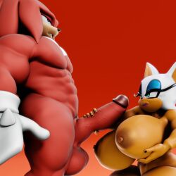 1boy1girl 3d angry_face balls big_breasts big_penis breasts completely_nude_female completely_nude_male knuckles_the_echidna large_penis pleasure_face rouge_the_bat sonic_(series) vulkyasha