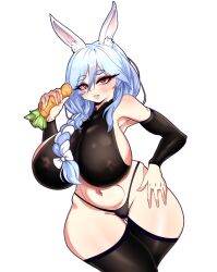 animal_ears animal_tail areola ass bed belly belly_button better_version_at_source big_areola big_ass big_breasts big_nipples big_thighs blue_hair blush braids breasts bunny_ears bunny_girl bunny_tail female hololive hololive_fantasy hololive_japan huge_ass huge_breasts huge_thighs jiggling_breasts long_hair looking_at_viewer lowres milf miyako_noh motion_lines nipples nipples_visible_through_clothing ovum pekomama pussy_juice red_eyes sheets tagme thick_hips thick_thighs thighhighs thighs virtual_youtuber