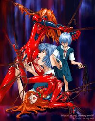 2girls aqua_hair asuka_langley_sohryu blue_hair bodysuit bondage breasts clitoral_stimulation clitoris clitoris_tweak clothing color engrish female female_only femdom highres human krutta_fan light-skinned_female light_skin long_hair multiple_girls neon_genesis_evangelion orange_hair pale-skinned_female pale_skin pilot_suit pinch pinching plugsuit ranguage red_ass red_hair rei_ayanami rope school_uniform short_hair skirt small_breasts spanking spread_legs straight_hair tears torn_clothes yuri