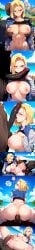 ai_generated anal android_18 ass backboob beach big_ass blonde_hair blue_eyes breast_grab breasts comic cum cum_inside dark-skinned_male dark_skin dragon_ball dragon_ball_z fellatio female groping groping_breasts huge_breasts huge_cock large_breasts male penis pussy sequence vaginal_penetration