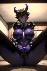 ai_generated airachnid armor armored_female big_breasts blush cybertronian female nipples purple_nipples purple_pussy robot_girl roger1011 transformers transformers_prime