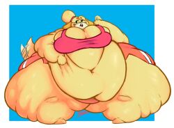 1girls animal_crossing anthro ass belly blonde_hair breasts canine canine_humanoid cleavage exercise_clothing fat fat_woman female female_only furry gym_shorts hairband hand_on_belly hips hyper hyper_ass hyper_breasts isabelle_(animal_crossing) large_ass large_breasts morbidly_obese nintendo overweight overweight_female peachesperfume solo sports_bra stomach tailwag thick_thighs thighs wide_hips yellow_fur