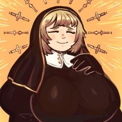 1girls big_breasts closed_eyes dungeon_meshi falin_touden female huge_breasts nun nun's_habit nun_outfit religion thren thrensfw