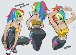 big_ass big_butt bubble_butt butt_crack_outline cigusa crop_top dark_skin english_text equestria_girls exercise_clothing my_little_pony rainbow_dash_(mlp) text