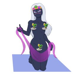 alien alien_girl alien_humanoid black_body censored duck_dodgers female female_only gonzaxjames looney_tunes martian martian_(duck_dodgers) nude_female purple_eyes queen_tyr'ahnee scarf scarf_only shawl warner_brothers white_hair