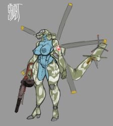 aeromorph aircraft anthro big_breasts breasts camo clothing cockpit drum_magazine female footwear gh0stw0rx gun helicopter hi_res high_heels hind holding_gun holding_object holding_ranged_weapon holding_weapon living_aircraft living_machine living_vehicle machine mi-24 muscular number_on_body poland polish_air_force_checkerboard polish_text ranged_weapon rotor solo solo_focus text thick_thighs vehicle weapon