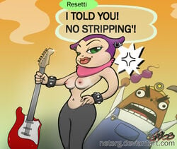 1girls animal_crossing assist_trophy barbara_the_bat bra breasts daigasso_band_brothers dialogue female jam_with_the_band mole_(animal) mr_resetti neterg nintendo straight_hair super_smash_bros. super_smash_bros._brawl text topless topless_female