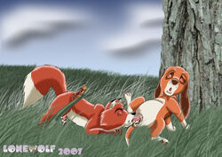 2007 anthro copper_(fath) disney fellatio feral feral_on_feral furry gay lonewolf male_only oral penis the_fox_and_the_hound tod_(fath)