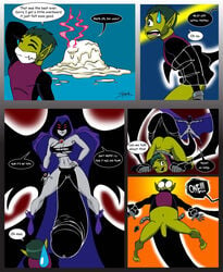 beast_boy big_breasts clothing comic cum dc dc_comics demon_girl futanari huge_cock intersex male male/female male_penetrated raven_(dc) selrock teen_titans