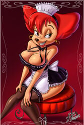 14-bis 2008 breasts disney female furry goof_troop maid milf peg_pete solo tagme thighhighs