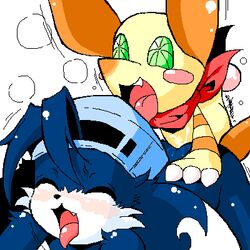 anal anal_sex blue_cap blue_fur blush blushing blushing_male furry gay green_eyes klonoa klonoa_(series) male/male male_only popka red_bandana shine shiny tongue_out tufted_fur video_game_character video_game_franchise video_games white_background