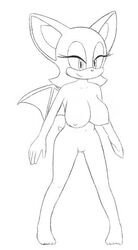 1girls 5_toes animated anthro bat blinking bouncing_breasts breasts excito eyelashes female female_only fluid_animation gif humanoid_feet humanoid_hands mammal membranous_wings monochrome nude pussy rouge_the_bat sega smile solo sonic_(series) standing wings