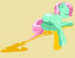 anatomically_correct anatomically_correct_pussy animal_genitalia anus equine equine_pussy female feral gitgud horse mammal minty_(g4) minty_(mlp) my_little_pony peeing pony pussy simple_background solo urine