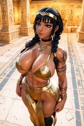 1girls 3d 3d_(artwork) ai_generated asethara_(oc) big_ass big_breasts black_hair busty egypt egyptian egyptian_clothes egyptian_female gold_bikini gold_jewelry princess radnsad solo solo_female solo_focus tan_body tan_skin tattoo thick_ass thick_thighs toned toned_body toned_female