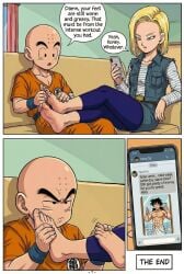ai_generated android_18 cheating_wife dbz dragon_ball dragon_ball_z end_page feet foot_fetish foot_on_face foot_rest krillin kuririn manga page_7 story suspicious sweaty_feet text_message unbothered yamcha