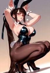 1girls ai_generated animal_ears animal_tail armpits arms_up balecxi bangs bare_shoulders black_footwear black_leotard black_necktie black_pantyhose blush breasts brown_eyes brown_hair brown_pantyhose bunny_tail bunnysuit cleavage clothing curvaceous curvaceous_female curvaceous_figure curvy curvy_figure detached_collar eve_(stellar_blade) fake_animal_ears fake_tail female female_focus footwear full_body gradient_background high_heels highleg highleg_leotard inviting inviting_to_sex large_breasts legwear leotard lips long_hair looking_at_viewer necktie pantyhose parted_lips playboy_bunny ponytail presenting presenting_ass presenting_breasts presenting_hindquarters presenting_self puff_of_air rabbit_ears rabbit_pose rabbit_tail ribbon seductive seductive_look seductive_smile shiny_clothes shiny_skin shoes side-tie_leotard sidelocks solo squatting stellar_blade strapless strapless_leotard sweatdrop tail teeth thick_thighs thighs very_long_hair voluptuous voluptuous_female white_wrist_cuffs wrist_cuffs
