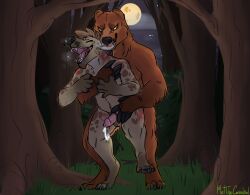 2016 anal anal_sex anthro anthro_on_anthro anthro_penetrated anthro_penetrating anthro_penetrating_anthro balls bear bite blood blood_on_leg blood_on_neck bodily_fluids bodyguard_position brown_body brown_fur claw_marks closed_eyes cum cumshot duo ear_bite ejaculation erection from_behind_position fur genital_fluids genitals grass humanoid_genitalia humanoid_penis hyena male male/male male_anthro male_penetrated male_penetrating male_penetrating_male mammal markings meldritchhorror moon night nude nude_anthro nude_male open_mouth open_smile outside penetration penile penile_penetration penis penis_in_ass pink_penis plant raised_leg sex slightly_chubby slightly_chubby_anthro slightly_chubby_male smile spots spotted_body spotted_fur spotted_hyena standing standing_sex tan_body tan_fur teeth tongue tree werecreature wereursid whisker_spots yellow_eyes