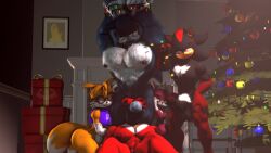 3d 3d_(artwork) angelic_endowment anthro armwear ball_lick balls bedroom_eyes big_balls big_muscles big_pecs big_penis bound bow_ribbon canid canine cheeky_smile chimney chip_(sonic) christmas christmas_decorations christmas_lights christmas_tree clothing echidna elbow_gloves erection eulipotyphlan eyewear fangs fingerless_gloves fireplace fox freckles gaia genitals gift glasses gloves group hand_on_hip hands_tied hands_tied_above_head handwear hedgehog hi_res holidays kneeling knuckles_the_echidna larger_male legwear licking male mammal monotreme muscular muscular_male narrowed_eyes oral pecs penis penis_awe plant pubes red_fox ribbon_on_penis seductive sega sex shadow_the_hedgehog size_difference smaller_male smug_grin sonic_(series) sonic_the_hedgehog sonic_the_hedgehog_(series) sonic_the_werehog sonic_unleashed stockings story story_in_description tails tails_the_fox teeth thick_thighs tongue tree true_fox werecreature wereeulipotyphlan