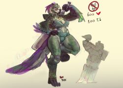 avian avian_feet avian_humanoid dinosaur_girl feathered_dinosaur feathered_wings feathers female greatsword harness leash leash_and_collar leashed_female married_couple monster_girl monster_hunter monster_hunter_wilds seikret size_comparison size_difference tail tall_female taller_female taller_girl wife