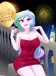 1milf 2025 artist_name balloon bottle cartoon cartoon_milf champagne digital_drawing_(artwork) digital_media_(artwork) dress equestria_girls fanart_from_twitter female fireworks happy_new_year lips lipstick long_hair looking_at_viewer milf multicolored_hair my_little_pony new_year night no_ai pale-skinned_female pale_skin pencil_dress princess_celestia_(mlp) principal_celestia red_dress riouku sitting smile smiling solo strapless three-tone_hair twitter_link