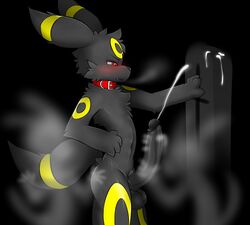 anthro balls big_penis blush canine collar cum cumshot eeveelution fur ghost graveyard keron male_only mammal nintendo orgasm panting penis pokemon pokemon_(species) pvt._keron red_eyes spirit umbreon video_games