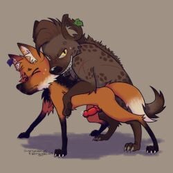 all_fours angry_expression anthro anthro_on_anthro beta breeding breeding_mount canid canine canine_penis dominant dominant_male drooling erection feral furry furryyaoi67 gay hyena knot knotted_penis leaking_precum maned_wolf mounting omega omegaverse penetration precum rutting scared_expression scars scars_all_over spotted_hyena submissive_male sweating tags torn_ear yaoi