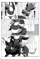 blush brush canine comic doujinshi eevee eeveelution evolution female flareon fox heart japanese_text male mammal nintendo open_mouth pokemon pokemon_(species) sex straight text translated video_games zorua