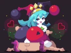 1boy 1girls 2d amazon_position animated ass clown_girl female femdom heart huge_ass ibuffer jester jester_cap l_buffer large_ass larger_female light_blue_hair looking_back loop male penis pixel_animation pixel_art purple_eyes pussy riding_penis round_ass sex size_difference smaller_male tagme thick_ass vaginal_penetration voluptuous white_skin