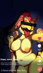 absurd_res after_oral after_orgasm after_sex ahegao animal_genitalia animal_penis anthro balls big_breasts blush bodily_fluids breasts covered_eyes digital_media_(artwork) duo english_text equine_genitalia equine_penis erection female fur genital_fluids genitals giraffe giraffid hair hi_res horn jirafona looking_pleasured male male/female mammal monster nipples nude open_mouth penis recording_video saliva sex simple_background slightly_chubby slightly_chubby_female teeth text throbbing throbbing_penis tiktok tongue tongue_out vulva