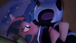 3d_animation animated equid equine eyeroll female/female feral feral_on_feral fishimira friendship_is_magic hasbro kissing loop looping_animation my_little_pony mythology nightmare_moon_(mlp) passionate_kiss tagme twilight_sparkle_(mlp)